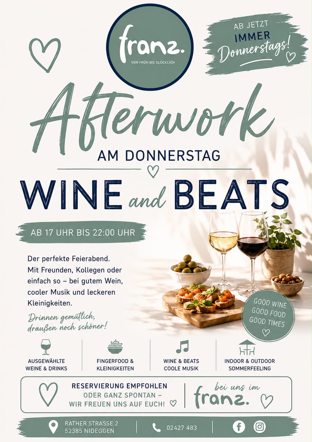 Flyer zum After Work Wine and Beats im Franz