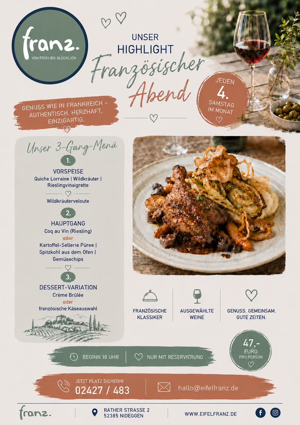 Flyer zum Französischen Abend im Franz