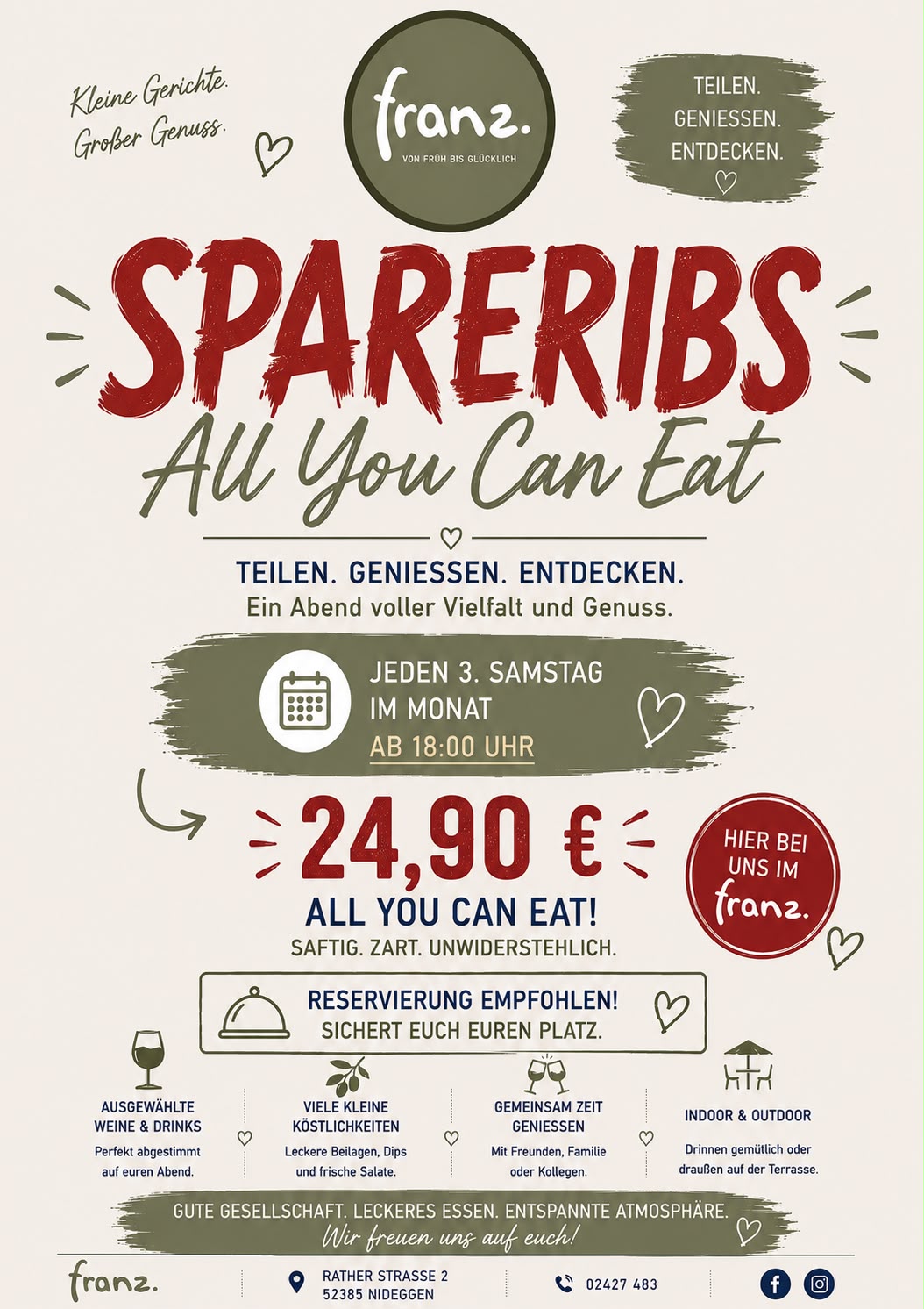 Flyer zu Spareribs All You Can Eat im Franz